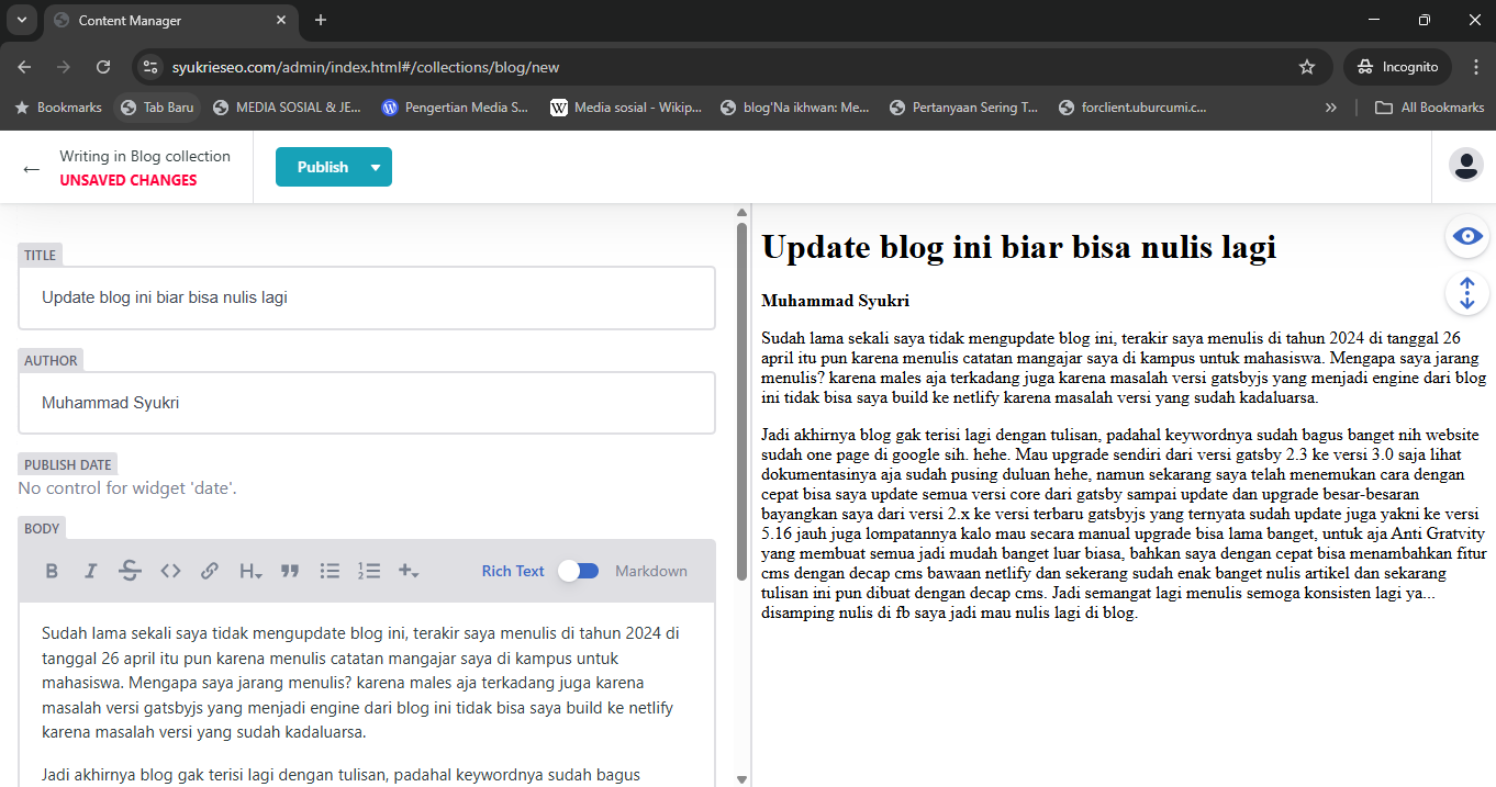 Update blog ini biar bisa nulis lagi